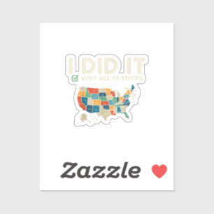 Visited All 50 US States - USA Map Travel - Visit Sticker