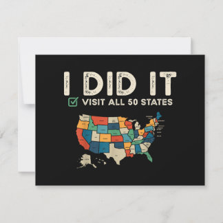 Visited All 50 US States - USA Map Travel - Visit Thank You Card