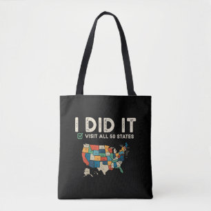 Visited All 50 US States - USA Map Travel - Visit Tote Bag