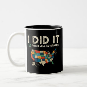 Visited All 50 US States - USA Map Travel - Visit Two-Tone Coffee Mug