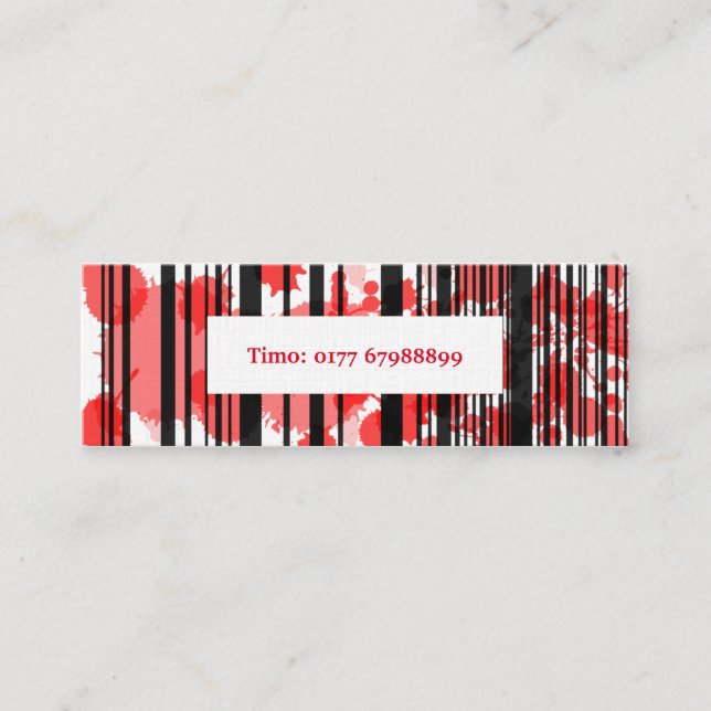 Visitenkarte Mini rot schwarz Mini Business Card (Front)