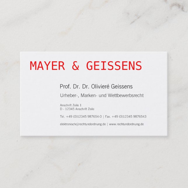 Visitenkarte Typografie Business Card (Front)