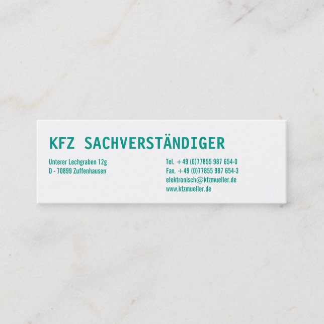 Visitenkarten Klassisch Mini Business Card (Front)