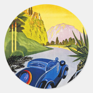 Visitez La Grece En Auto - Vintage Travel Poster Classic Round Sticker