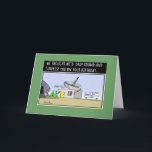 Visiting Aliens Funny Comic Cartoon Birthday Card<br><div class="desc">A funny green black and blue colour comic cartoon card by cartoonist Mike Seddon that shows aliens visiting an alien search center. The caption in large text on the front of the card says `We`d thought we`d drop round on your birthday... ` which is followed up by a funny caption...</div>