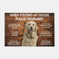 Golden Retriever Dogs House Rules Doormat - shop easily