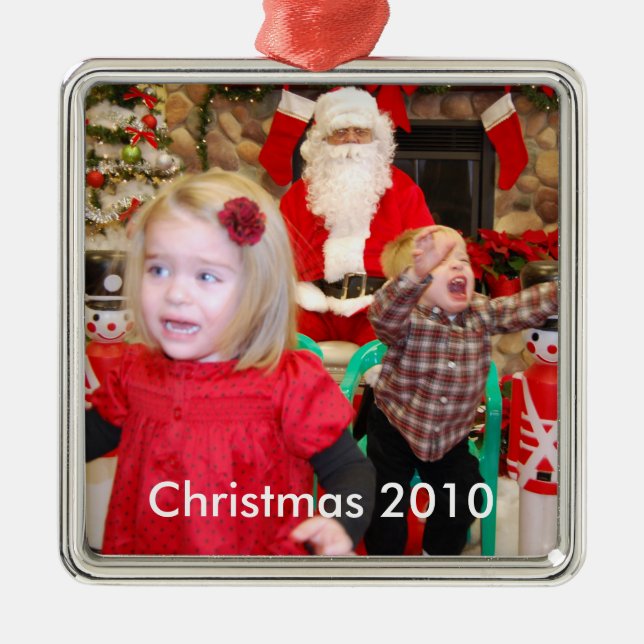 Visiting Santa, Christmas 2010 Metal Ornament (Front)