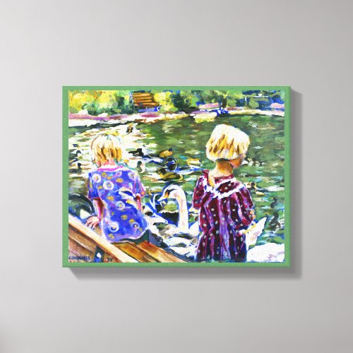 Visiting Swans Canvas Print