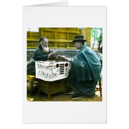 Visiting the Roadside Fortune Teller Old Japan Cards (Front)