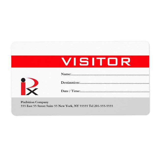 Visitor Badge Label Red (Front)