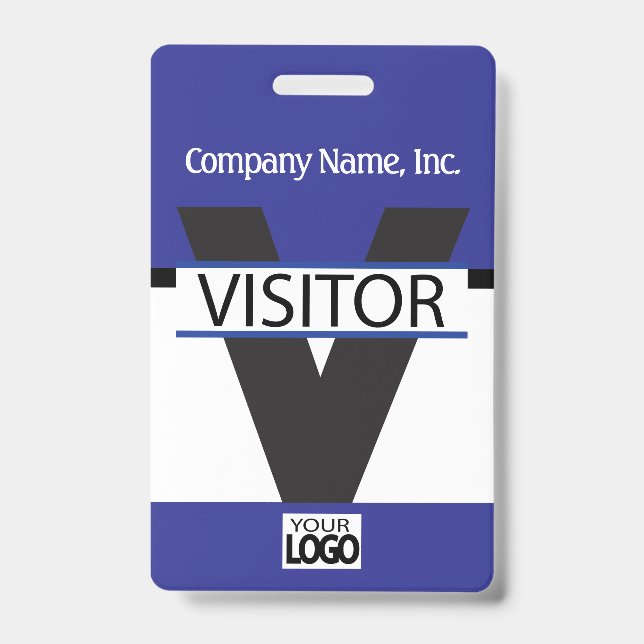 Visitor Badge with your Logo - Blue (Front)