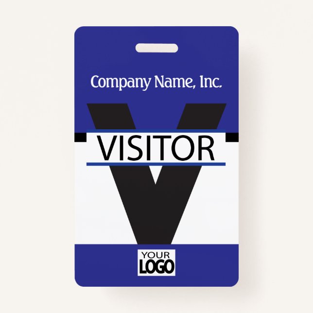 Visitor Badge with your Logo - Blue (Front)