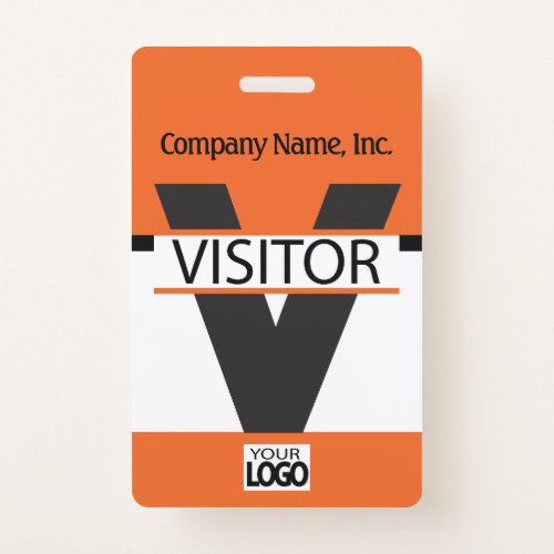 Visitor Badge with your Logo _ Bright Orange