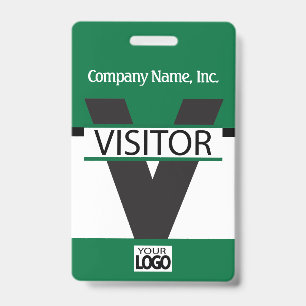 Visitor Badge with your Logo - Dark Green