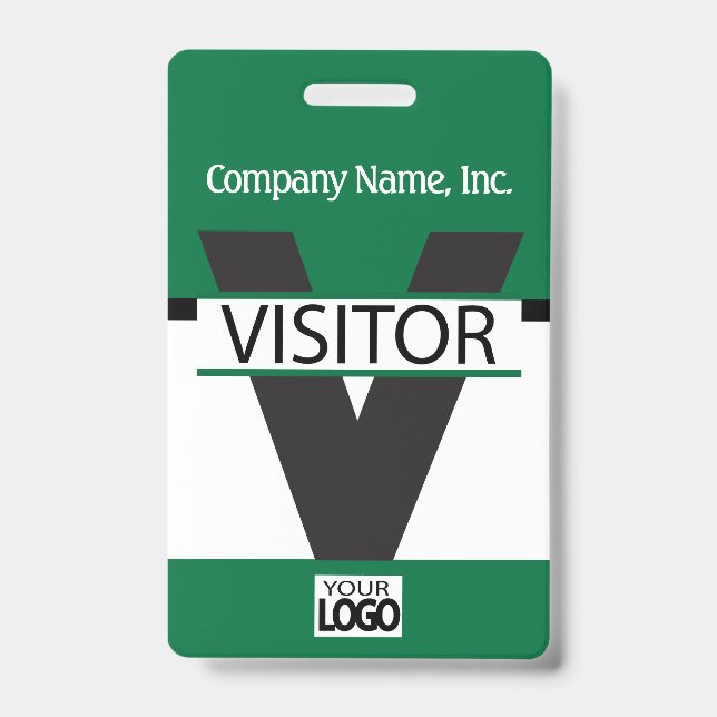Visitor Badge with your Logo - Dark Green (Front)