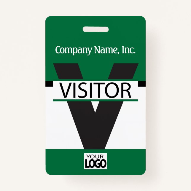 Visitor Badge with your Logo - Dark Green (Front)
