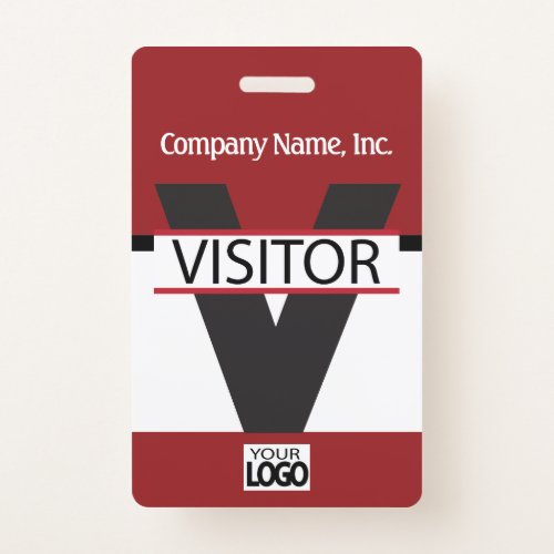 Visitor Badge with your Logo _ Dark Red