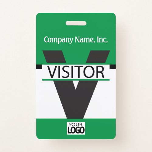 Visitor Badge with your Logo _ Green