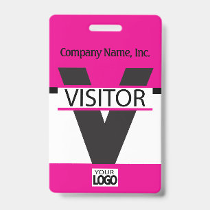 Visitor Badge with your Logo - Pink