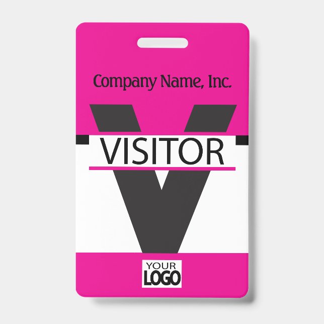 Visitor Badge with your Logo - Pink (Front)