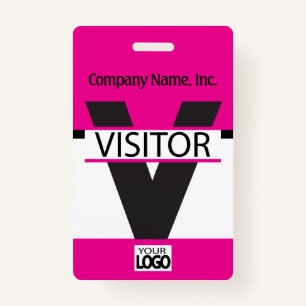 Visitor Badge with your Logo - Pink