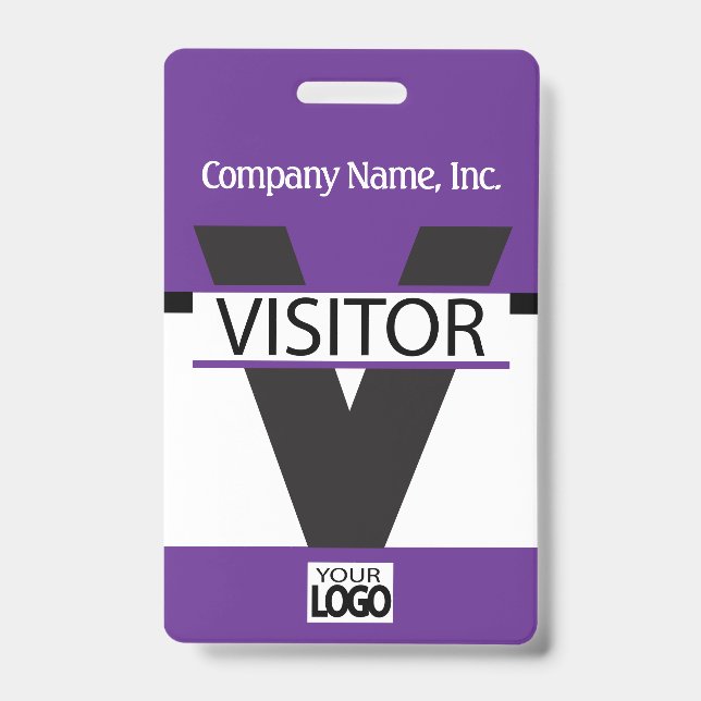 Visitor Badge with your Logo - Purple (Front)