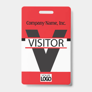 Visitor Badge with your Logo - Red