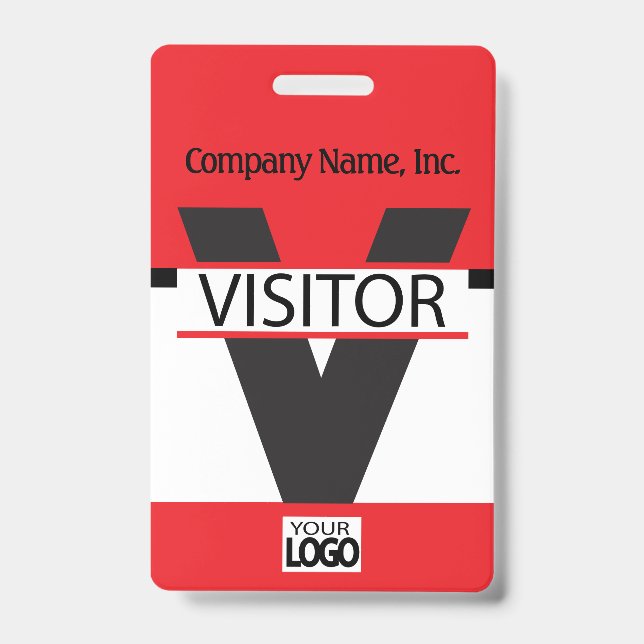 Visitor Badge with your Logo - Red (Front)