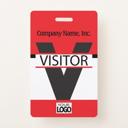 Visitor Badge with your Logo _ Red