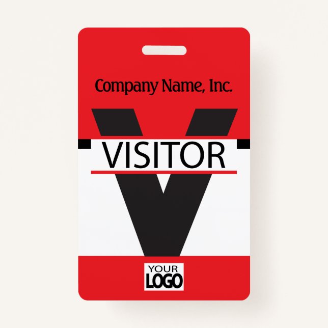 Visitor Badge with your Logo - Red (Front)