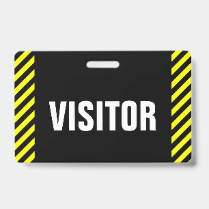 "VISITOR" + Black & Yellow Stripes Badge
