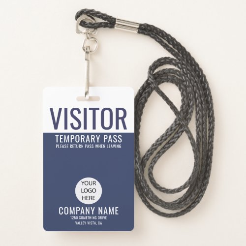 Visitor Blue Company Logo Visitor Pass ID Badge