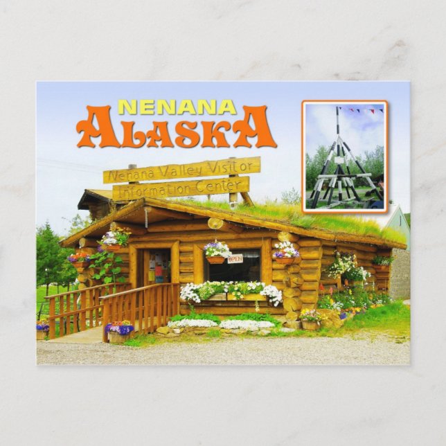 Visitor Center and Tripod, Nenana, Alaska Postcard (Front)
