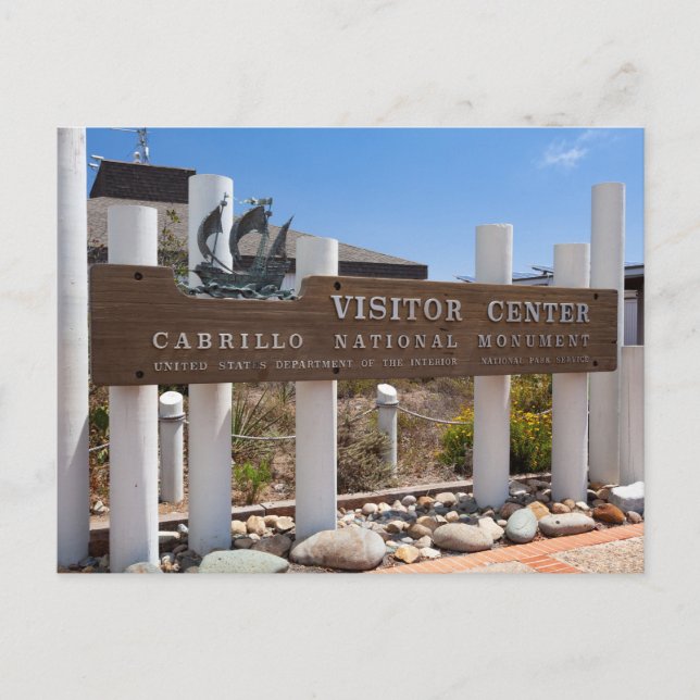 Visitor Center Sign Cabrillo National Monument, CA Postcard (Front)