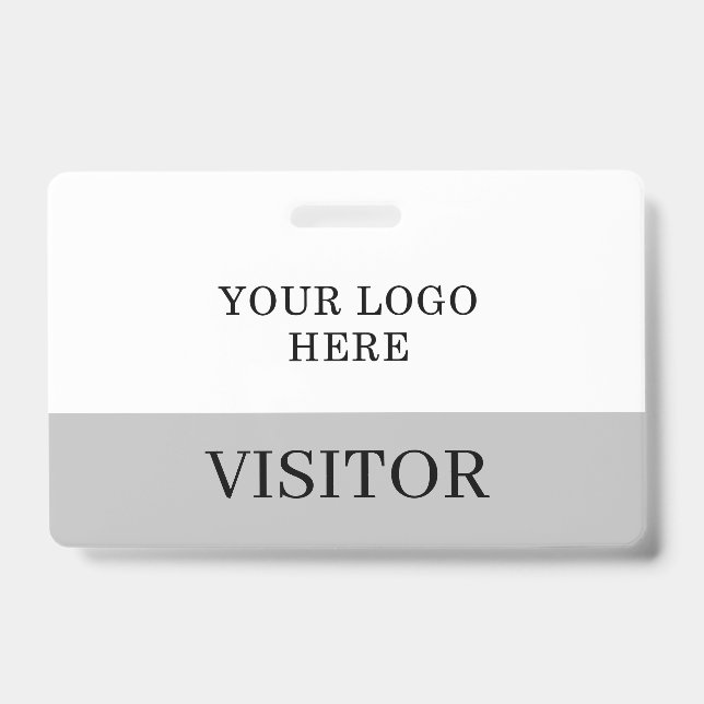 Visitor ID in White & Gray Horizontal Customize Badge (Front)