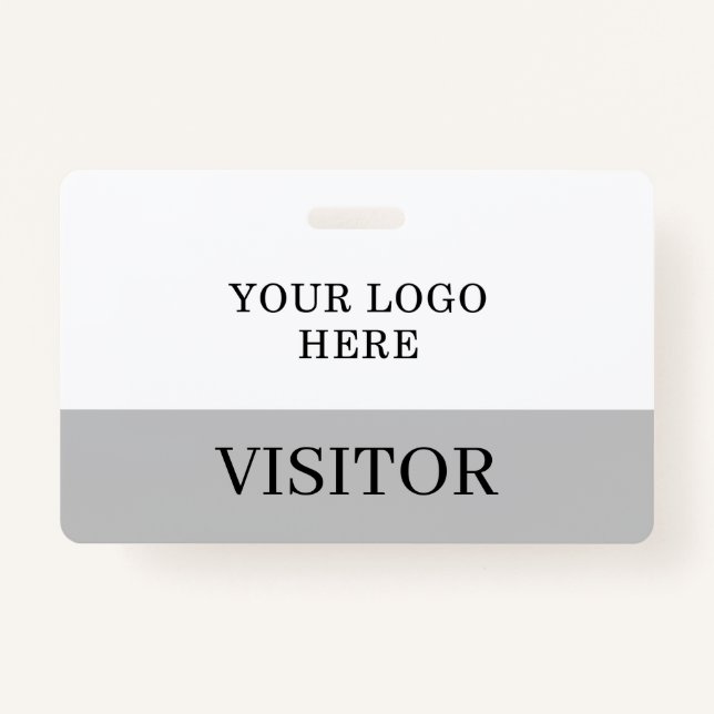 Visitor ID in White & Gray Horizontal Customize Badge (Front)