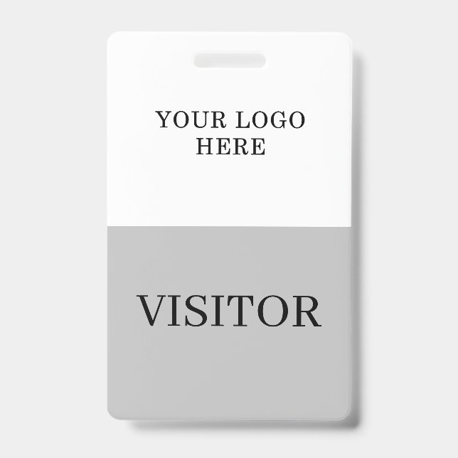 Visitor ID in White & Gray Vertical Customize Badge (Front)
