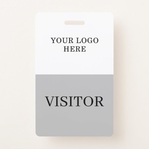 Visitor ID in White  Gray Vertical Customize Badge