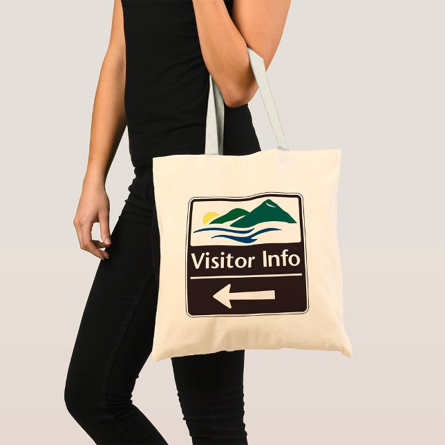Visitor Information Road Sign Mountain and Lake Tote Bag (Creator Uploaded)