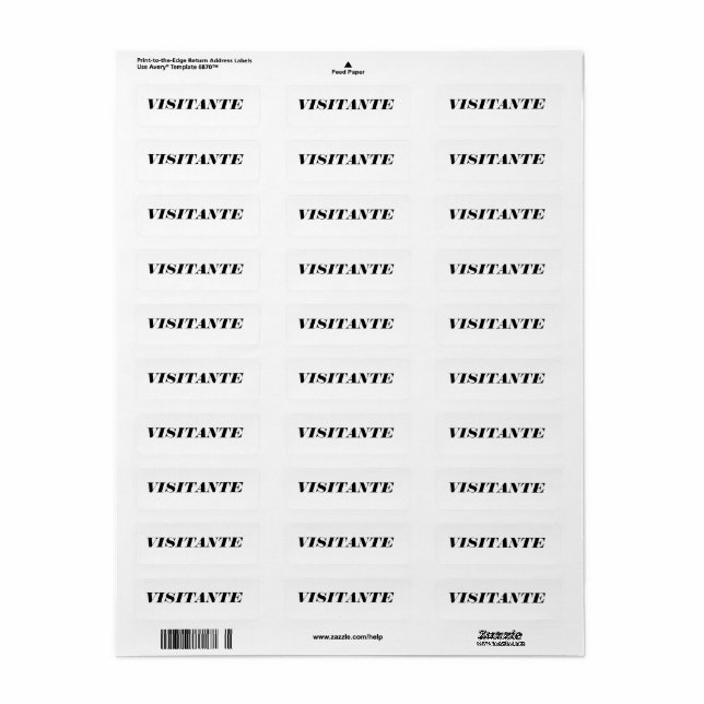 VISITOR LABEL (Full Sheet)