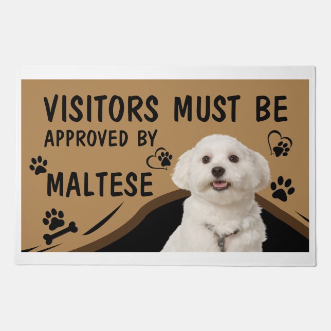 Visitor Must Be Approved By Springer Maltese Doormat (Front)