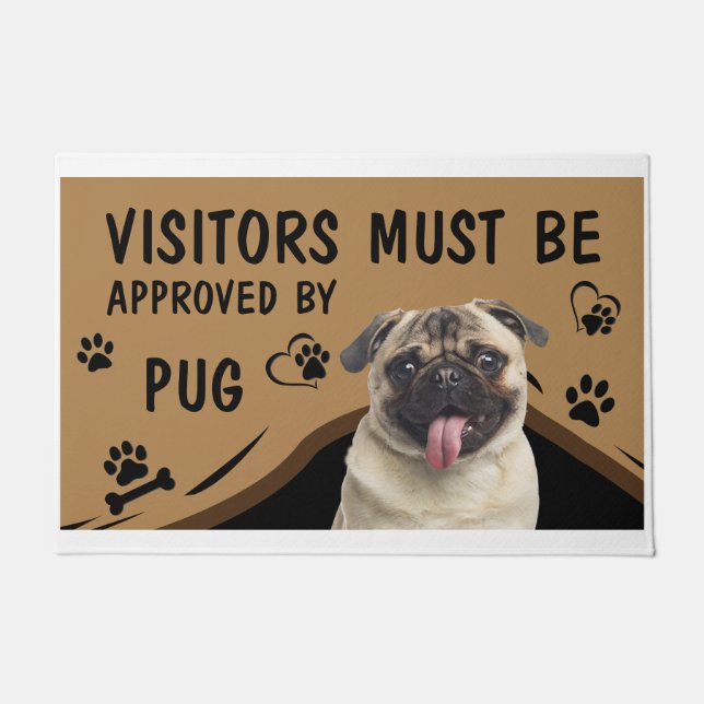 Visitor Must Be Approved By Springer Pug Doormat (Front)