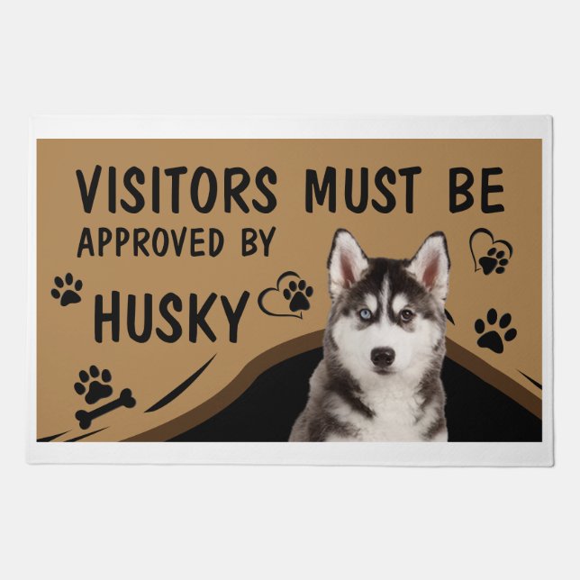 Visitor Must Be Approved By Springer Spaniel Husky Doormat (Front)