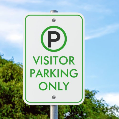 Visitor Parking Only White Green Outdoor Metal Sign