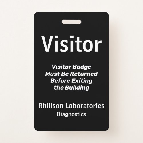 Visitor Pass Badge Black and White Vertical Design