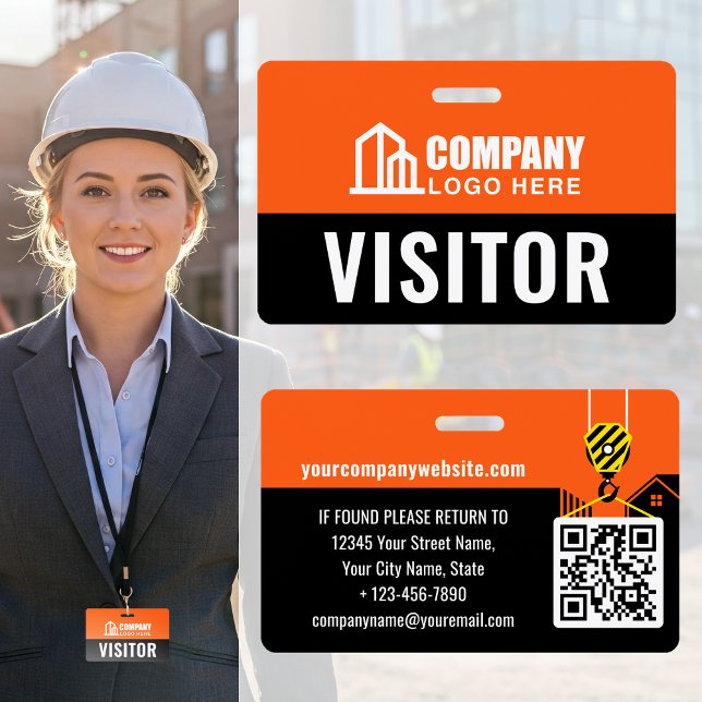 Visitor Pass ID Logo Construction Orange Custom Badge (Creator Uploaded)