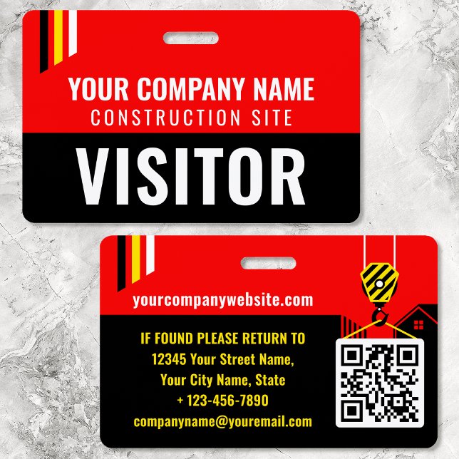 Visitor Pass Security ID Construction Site Red Badge (Creator Uploaded)