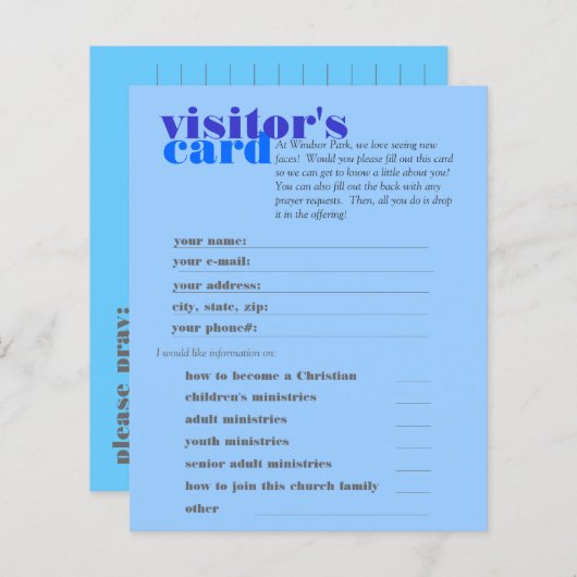 visitor's card (Front/Back)