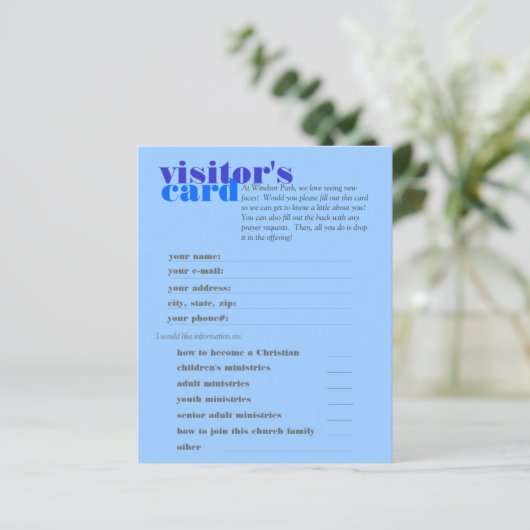 visitor's card (Standing Front)