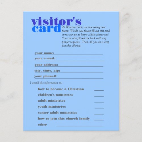 visitors card